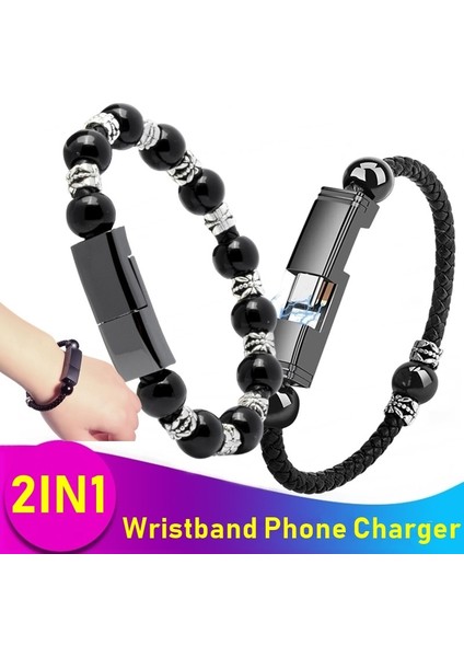 Deri Taşınabilir USB Tip C Bilezik Telefon Şarj Cihazı Mikro Şarj Veri Transferi Carregador Iphone 11 12 13 Samsung Xiaomi (Yurt Dışından)