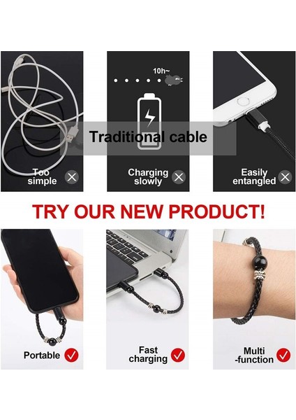 Deri Taşınabilir USB Tip C Bilezik Telefon Şarj Cihazı Mikro Şarj Veri Transferi Carregador Iphone 11 12 13 Samsung Xiaomi (Yurt Dışından) fırsatları