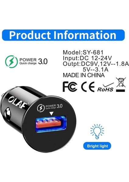 Olaf Hızlı Şarj 3.0 2.0 Araç USB Şarj Cihazı Cep Telefonu Şarj Cihazı 2 Port USB Hızlı Araç Şarj Cihazı iPhone Samsung Tablet Için Araç Şarj Cihazı (Yurt Dışından) fırsatları