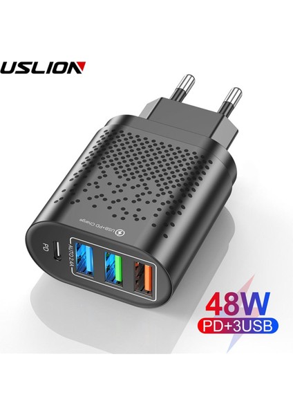 Uslıon 4 Port Usb-C Şarj Cihazı 48W USB Şarj iPhone 12 Pro Max Macbook Xiaomi Pd Tip C Duvar Şarj Cihazları USB Şarj Aleti (Yurt Dışından)