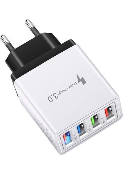 4 Portlu Ab Tak USB Şarj Aleti 3.1A Çok Portlu Hızlı Şarj Cihazı Qc3.0 Seyahat Taşınabilir Cep Telefonu Şarj Cihazı Dropshipping (Yurt Dışından) modelleri