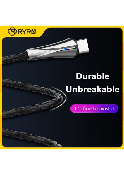 Ryra Hızlı Şarj Cep Telefonu Android Şarj Cihazı Tip-C Veri Kablosu 5A USB Tip C Kablo Mikro Usbfor Huawei P40 Mate 30 Xiaomi 12 (Yurt Dışından)