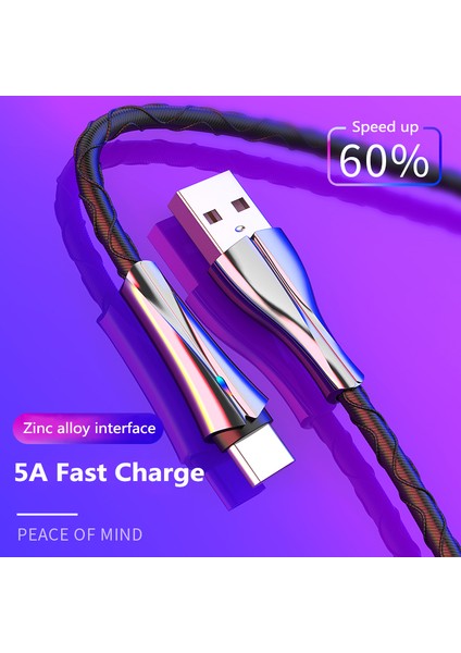 Ryra Hızlı Şarj Cep Telefonu Android Şarj Cihazı Tip-C Veri Kablosu 5A USB Tip C Kablo Mikro Usbfor Huawei P40 Mate 30 Xiaomi 12 (Yurt Dışından) fiyatları