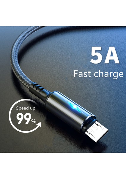 Mikro USB Kablosu 5A LED Hızlı Şarj Mikro Veri Kablosu Huawei Samsung Xiaomi Android Cep Telefonu Aksesuarları Şarj Kabloları (Yurt Dışından)