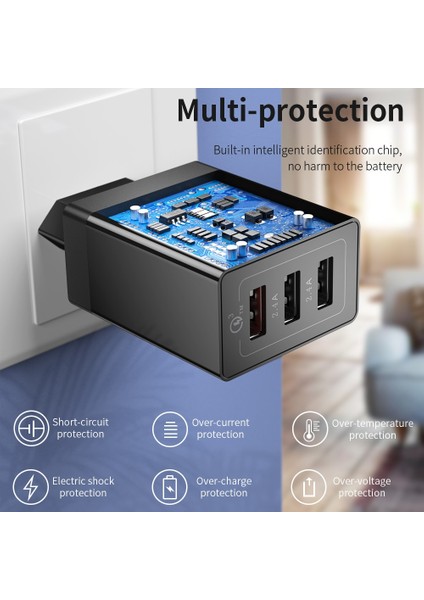 Essager 30W USB Tip C Şarj Cihazı Hızlı Şarj 3.0 iPhone 14 Samsung Xiaomi 3 Port Çoklu Fiş Duvar Cep Telefonu Hızlı Şarj (Yurt Dışından) fırsatları