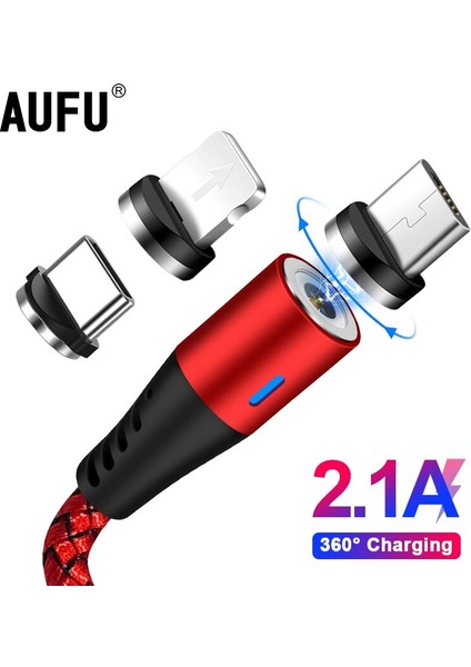 Aufu Manyetik Mikro USB Tip C Kablo iPhone 11 12 13 Xiaomi Poco Redmi Realme Cep Telefonu Yıldırım Hızlı Şarj Kablosu Tel (Yurt Dışından)