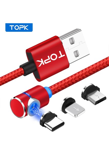 Topk AM30 360 Döndür Manyetik Mikro USB C Tipi Kablo Cep Telefonu Kabloları Hızlı Hızlı Şarj Kablosu iPhone Xiaomi Için Şarj (Yurt Dışından)