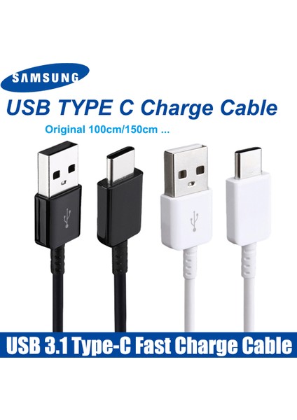 Samsung Hızlı Şarj Kablosu Orijinal USB Tip-C Veri Hattı Hızlı Şarj Cihazı Galaxy S10 S9 S8 Note9 Note8 A7 A8 A10 A70 A60 A50 A40 (Yurt Dışından) fiyatları