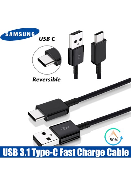 Samsung Hızlı Şarj Kablosu Orijinal USB Tip-C Veri Hattı Hızlı Şarj Cihazı Galaxy S10 S9 S8 Note9 Note8 A7 A8 A10 A70 A60 A50 A40 (Yurt Dışından) modelleri