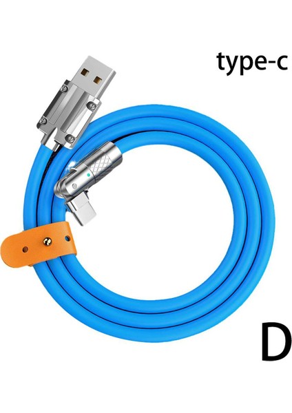 120W 6A Süper Hızlı Şarj C Tipi Sıvı Silikon Kablo USB C Tipi Şarj Kabloları 180 Derece Döndürülmüş Tip-C Arayüzü 1 M (Yurt Dışından)