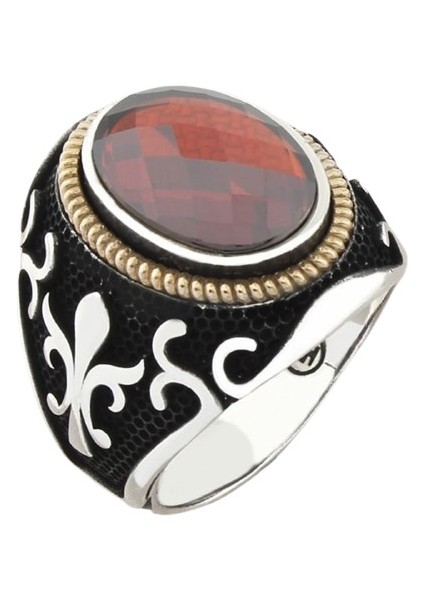 Erkek Yüzük Gümüş 925 Ayar Zirkon Taşlı