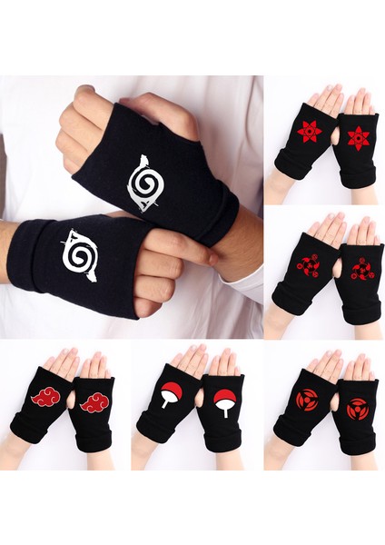 Anime Naruto Cosplay Eldiven Kadın Erkek Çocuklar Için Akatsuki Kırmızı Bulut Ninja Cosplays Parmaksız Bilek Bisiklet Eldiveni Oyuncaklar Hayranları Hediye (Yurt Dışından)