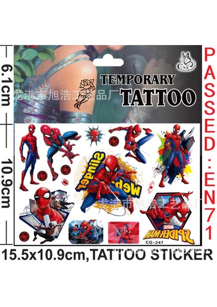 Marvel Anime Süper Kahraman Oyuncaklar Dövme Çıkartmalar Disney Örümcek Adam Aksiyon Figürü Çocuk Karikatürler Su Geçirmez Çıkartmalar Çocuklar Hediyeler (Yurt Dışından)