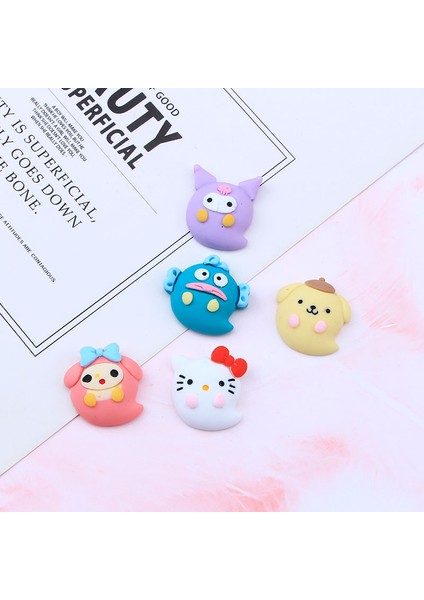 5 Adet Kawaii Karikatür Anime Sanrios Hayalet Şekli Flatback Reçine Minyatür Oyuncak Dıy El Sanatları Telefon Kabuk Yama Saç Aksesuarları Oyuncak (Yurt Dışından)
