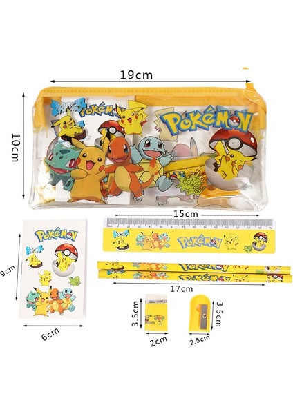 Yeni Pokemon Anime Sabit Set Pikachu Karikatür Kalem Cetvel Silgi Kalemtıraş Mini Dizüstü Bilgisayar Seti Öğrenci Şekil Oyuncaklar Hediye (Yurt Dışından) fırsatları
