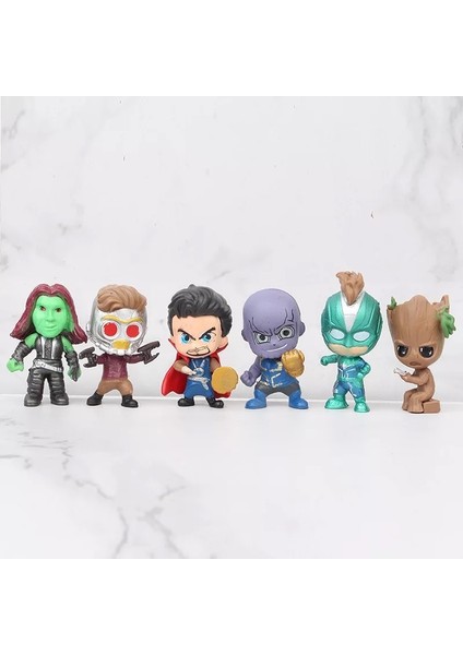 6 Adet/grup 4-5 cm Marvel Avengers Süper Kahraman S Versiyonu Thanos Doktor Garip Kaptan Marvel Sevimli Mini Aksiyon Şekilli Kalıp Çocuk Oyuncak (Yurt Dışından)