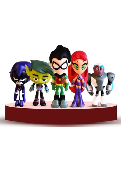 6 Stil/set 5-8 cm Titans Robin Cyborg Beast Boy Raven Starfire Silkie Altı Mini Aksiyon Figürü Film Model Oyuncaklar Bebek (Yurt Dışından) modelleri