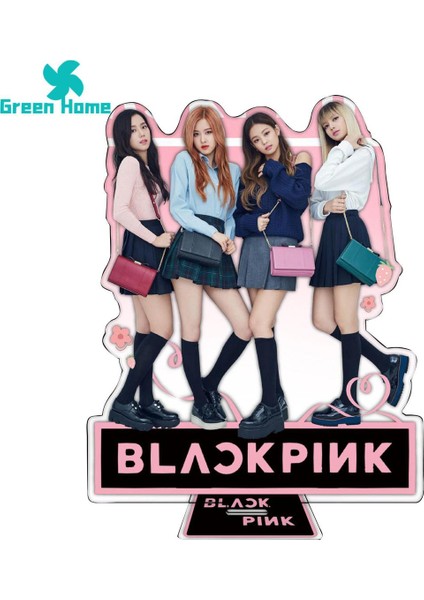 Yeşil Ev Şekilli Kalıp Plaka Canlı Renk Doğan Pembe Jennie Lisa Jisoo Gül Akrilik Ayakta Masaüstü Dekorasyon (Yurt Dışından)