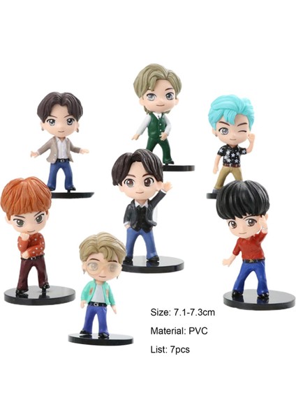 Childrenworld Karikatür Figürleri Ayakta Pozisyonu Bts Kek Topper Aksiyon Figürleri (Yurt Dışından)