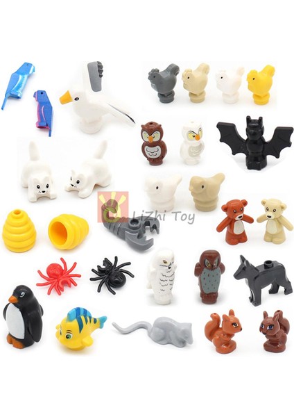 Moc Hayvan Figürü Tuğla Yapı Taşları Evcil Hayvan Hayvanat Bahçesi Köpek Penguen Kedi Palyaço Balığı Kuş Ayı Yarasa Sincap Baykuş Dıy Model Oyuncaklar Kızlar Çocuklar (Yurt Dışından)