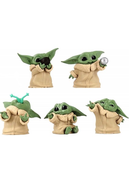 Silverum Brella 5 Adet/takım Star Wars Mandaloryalı Bebek Yoda Karikatür Aksiyon Figürü Biblo Süsleme Hediye (Yurt Dışından)