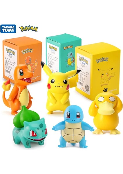 Pokemon Pikachu Charmander Psyduck Squirtle Jigglypuff Bulbasaur Bulbasaur Anime Figürleri Oyuncaklar Modeli Kawaii 6 Tipi Çocuklar Için Hediyeler (Yurt Dışından)