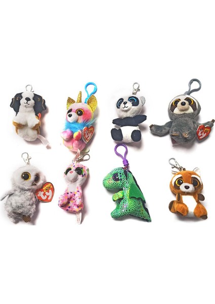 Ty Peluş Anahtarlık Sevimli Büyük Gözler Peluş Doldurulmuş Hayvan Kolye Anahtarlık Penguen Baykuş Tek Boynuzlu At Tavşan Çocuk Oyuncağı Dekorasyon 10CM (Yurt Dışından)