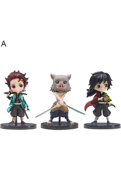 3 Adet Iblis Avcısı Anime Figürü Kamado Tanjirou Modeli Baubles Odası Süsler Dekor (Yurt Dışından)