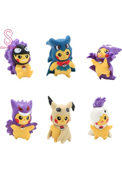 Bir Set/6 Adet Pokemons Şekil Daha Az Koku Pokemons Pikachus Anime Figürü Süsleme (Yurt Dışından)