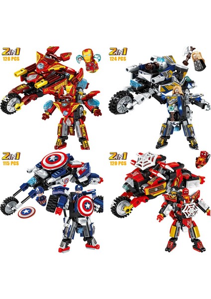 Marvel Avengers Film Dönüştürme Robotu 2 In1 Doğrudan Dönüşüm Mecha Aksiyon Figürü Montaj Yapı Taşları Legoboys Oyuncaklar Hediyeler (Yurt Dışından)