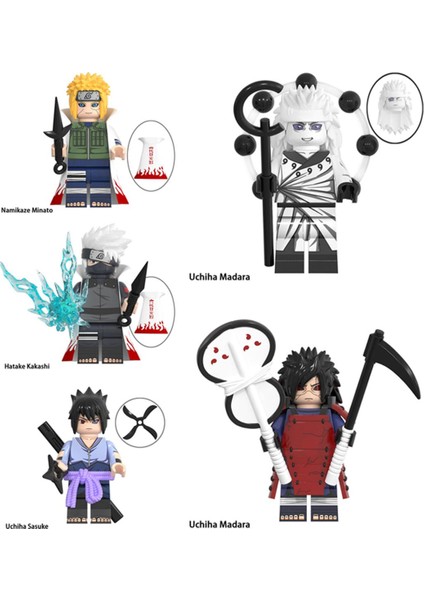 5 Adet Set Anime Naruto Yapı Taşları Uzumaki Sasuke Kakashi Aksiyon Figürleri Tuğla Oyuncaklar (Yurt Dışından)