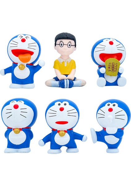 6 Adet Doraemon Şekil Koleksiyon Karikatür Zanaat Minyatür Heykelcik Japonya Anime Doraemon Nobita Şekilli Kalıp Oyuncak Kek Araba Dekorasyon (Yurt Dışından)