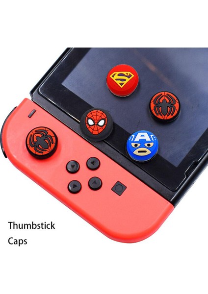 1/5 Adet Marvel Anime Figürü Karikatür Örümcek Adam Aksiyon Figürü Demir Adam Düğmesi Kapağı Anahtarı Joycon Koruyucu Kolu Kap Hediye Oyuncaklar (Yurt Dışından)