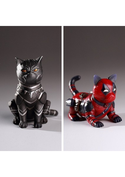 Marvel Anime Figürü Kawaii Deadpool Köpek Siyah Panter Kedi Aksiyon Şekilli Kalıp Süsler Marvel Efsaneleri Çocuk Oyuncakları Noel Hediyesi (Yurt Dışından)