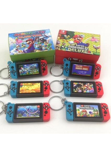 Süper Mario Anime Figürü Anahtarı Oyun Konsolu Plastik Saplı Çanta Anahtarlığı Anahtarlık Süs Aksesuarları Çocuk Oyuncakları Doğum Günü (Yurt Dışından)