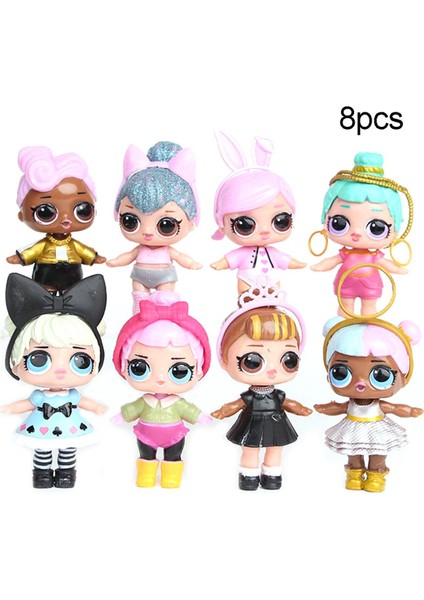 8 Adet/takım Lol Sürpriz Bebek Şekil Su Püskürtme Yumuşak Sıkma Biblo Masa Dekoru (Yurt Dışından)