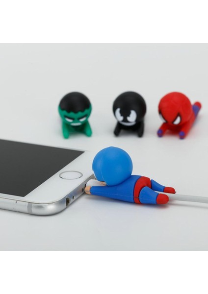 Marvel Anime Figürü Demir Adam Kawaii Örümcek Adam Aksiyon Figürü Veri Kablosu Koruyucu Model Bebek Antibreak Koruyucu Kapak Hediye Oyuncaklar (Yurt Dışından)