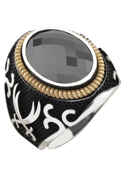 Erkek Yüzük Gümüş 925 Ayar Zirkon Taşlı