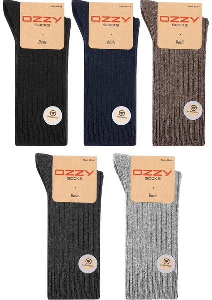 Ozzy Socks 5 Çift Kışlık Erkek Lambswool Yünlü Uyku Çorabı Soft Touch