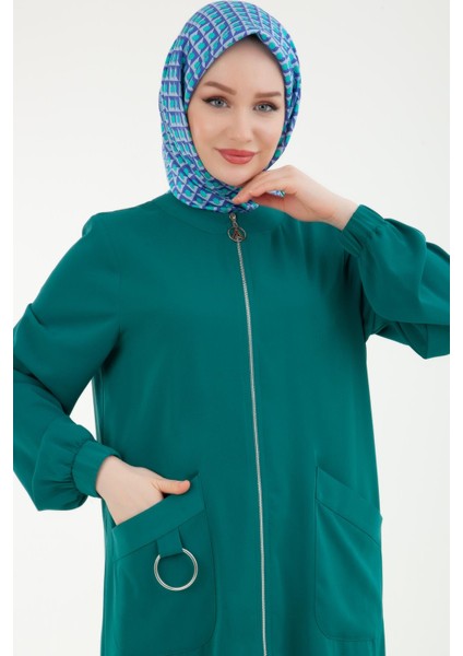 Kolları Lastikli Cepli Fermuarlı Giy Çık Zümrüt 24YT546