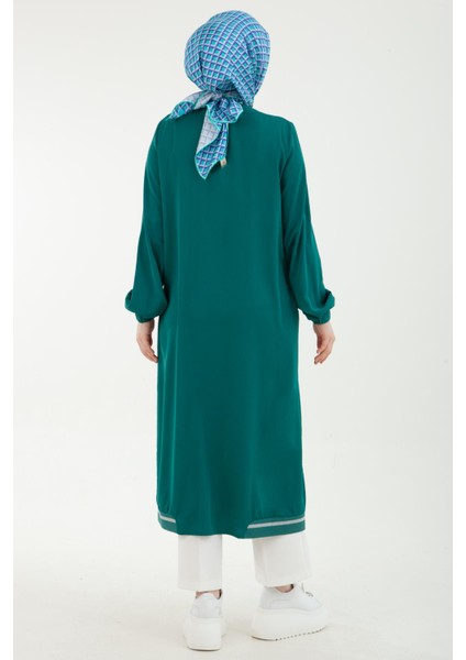 Kolları Lastikli Cepli Fermuarlı Giy Çık Zümrüt 24YT546