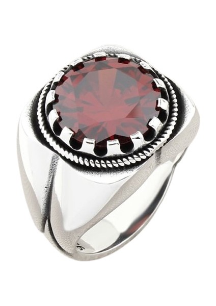 Erkek Yüzük Gümüş 925 Ayar Zirkon Taşlı