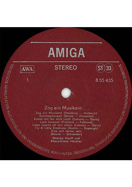 Ali The Stereo Monika Hauff & Klaus-Dieter Henkler – Zog Ein Musikant Folk Rock Tarz Plak Alithestereo