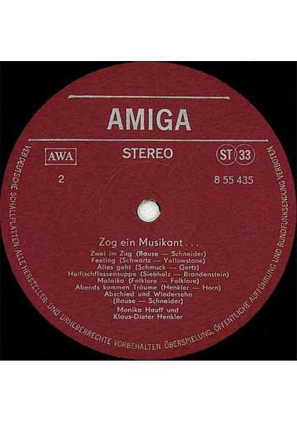 Ali The Stereo Monika Hauff & Klaus-Dieter Henkler – Zog Ein Musikant Folk Rock Tarz Plak Alithestereo