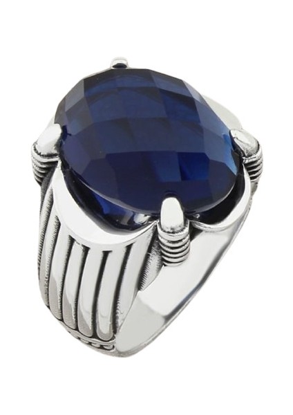 Erkek Yüzük Gümüş 925 Ayar Zirkon Taşlı