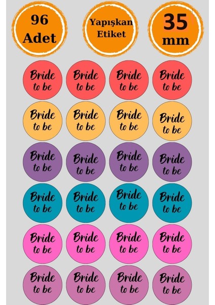 96 Adet Bride To Be Sticker - Paketleme Sticker - Nikah Sticker - Nikah Hediye Etiketi