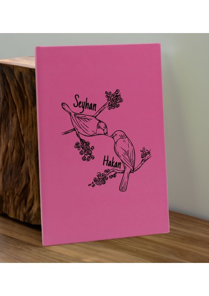 Sevgiliye Özel Isimli Pembe Defter ve Fuşya Cam Matara Hediye Seti-11, Sevgiliye Hediye, Sevgililer Günü, Yeni iş hediyesi