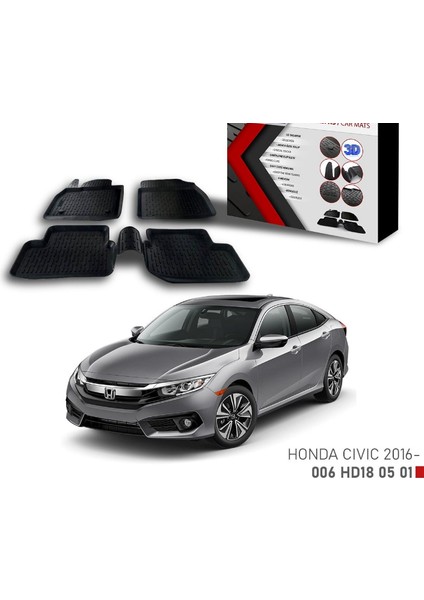 Honda Civic -2016 Için Uyumlu 3D Paspas