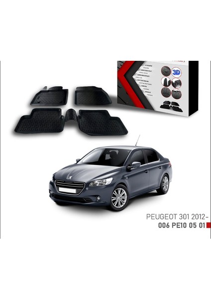 Peugeot 301 -2012 Için Uyumlu 3D Paspas