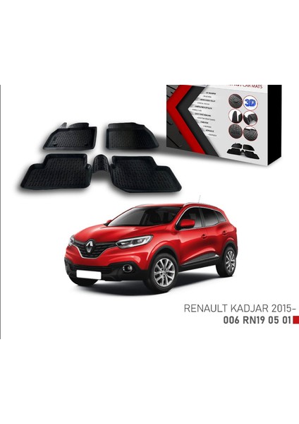 Renault Kadjar -2015 Için Uyumlu 3D Paspas